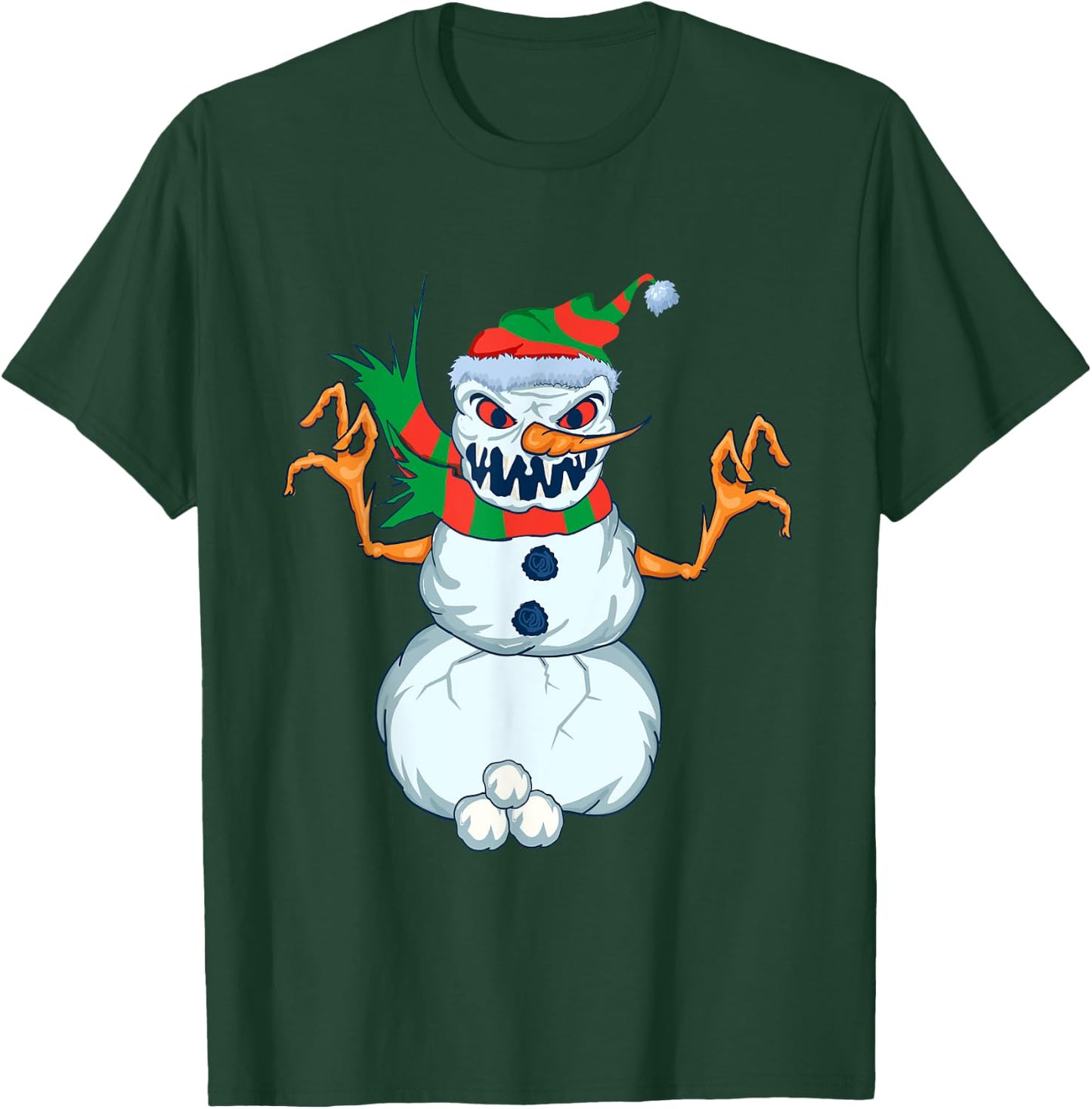 Evil Snowman Creepy Clip Art Christmas Horror Snowman Design T-Shirt - T-Shirt | Forest