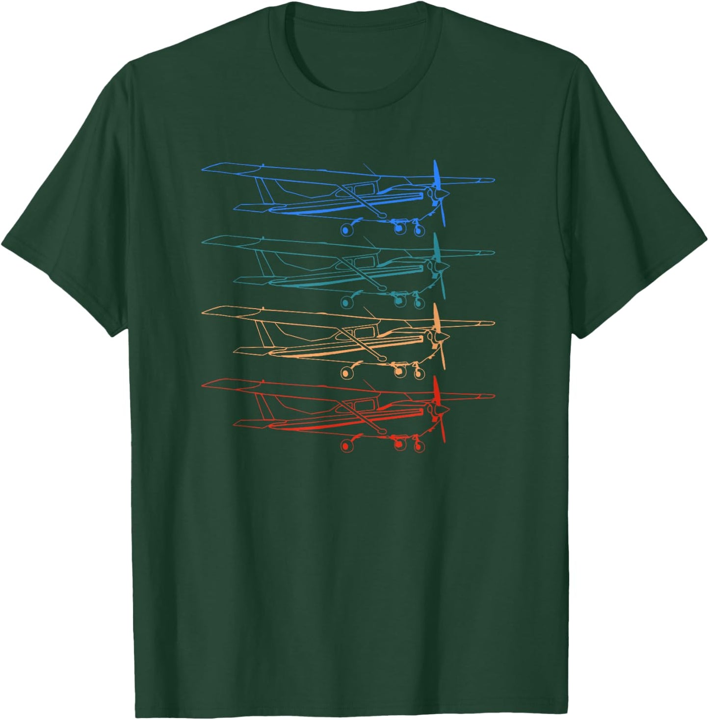 Retro Pilot C172 Airplane Flying Gift T-Shirt - T-Shirt | Forest