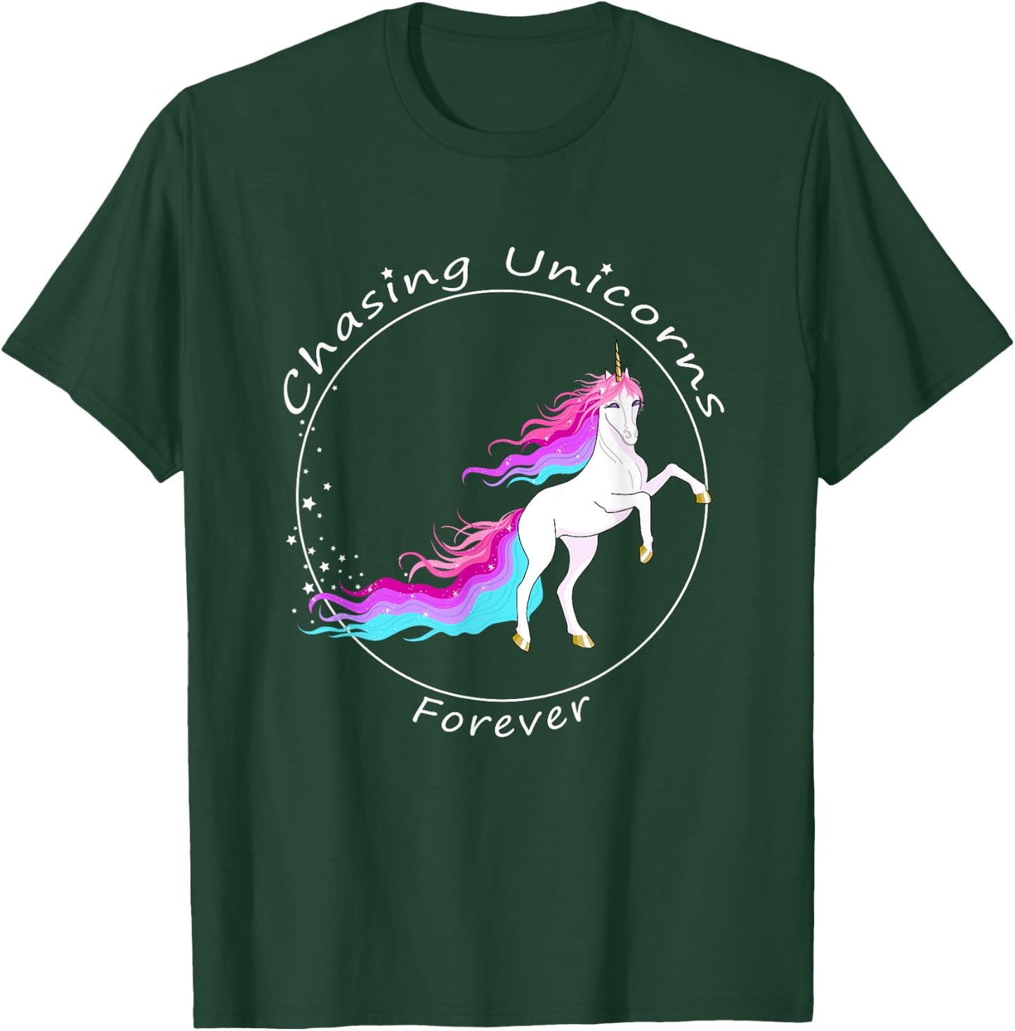 Chasing Unicorns : Rainbow Unicorn Birthday Girl Gift T-Shirt - T-Shirt | Forest