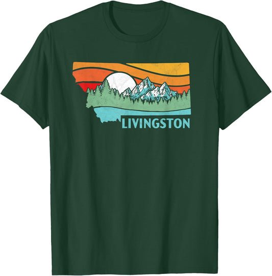 Livingston Montana Outdoors Retro Mountains & Nature Shirt T-Shirt - T-Shirt | Forest
