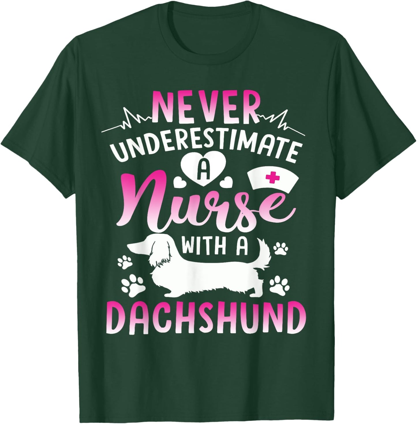 Nurse With A Dachshund Shirt Cute Dachshund Lover RN Gift T-Shirt - T-Shirt | Forest