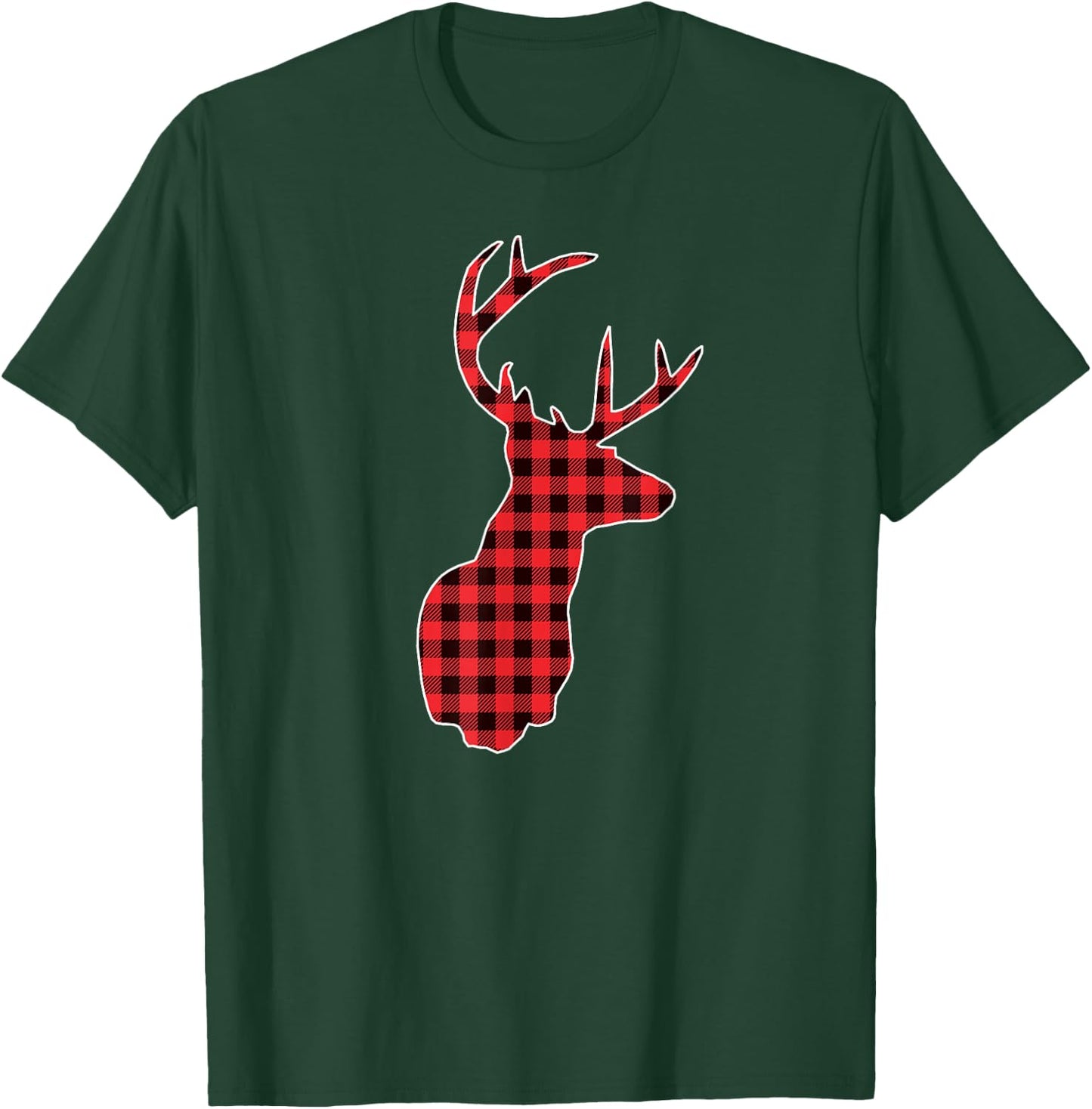 Red Plaid Reindeer Christmas Gift Pajamas Men Kids T-Shirt - T-Shirt | Forest