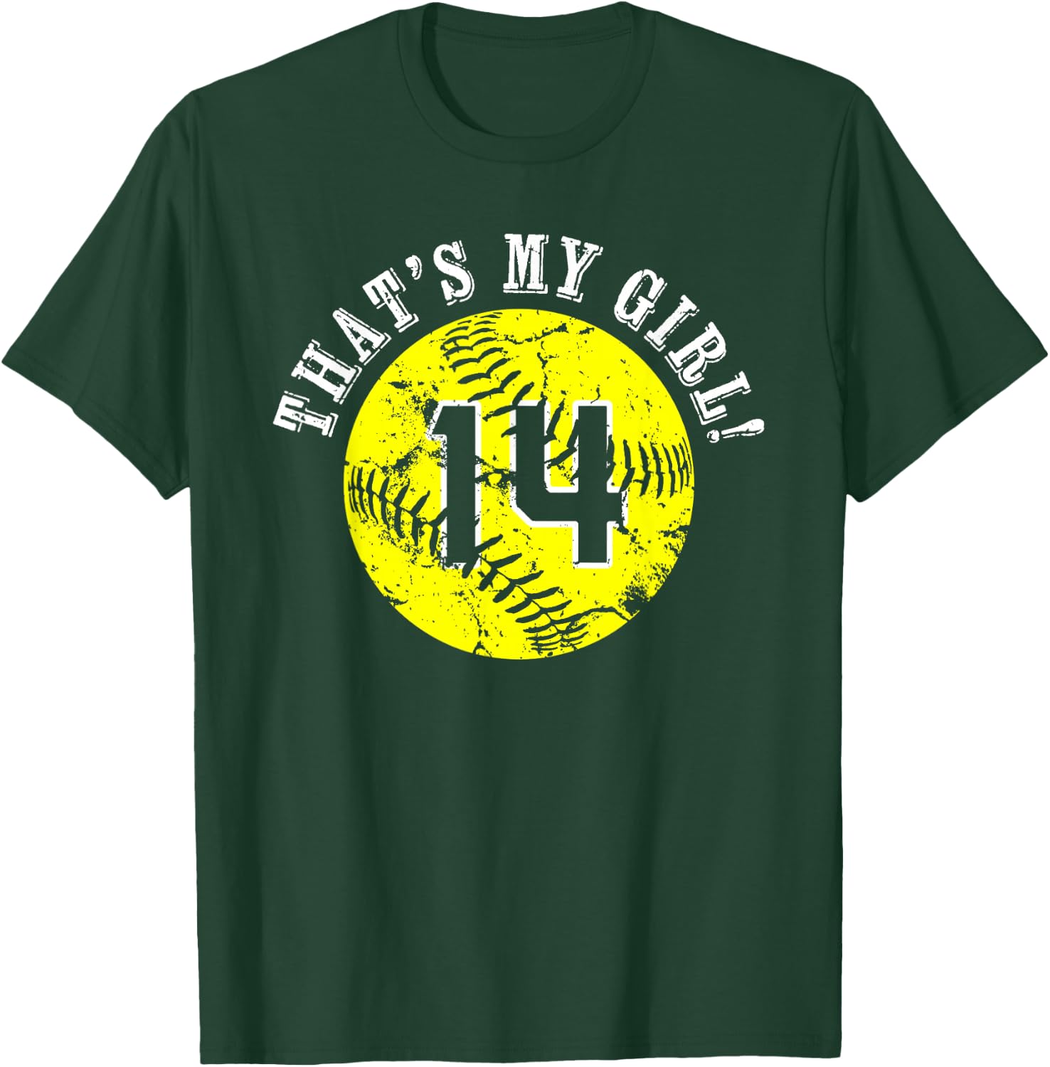 Unique That's My Girl #14 Softball Player Mom or Dad Gifts T-Shirt - T-Shirt | Forest
