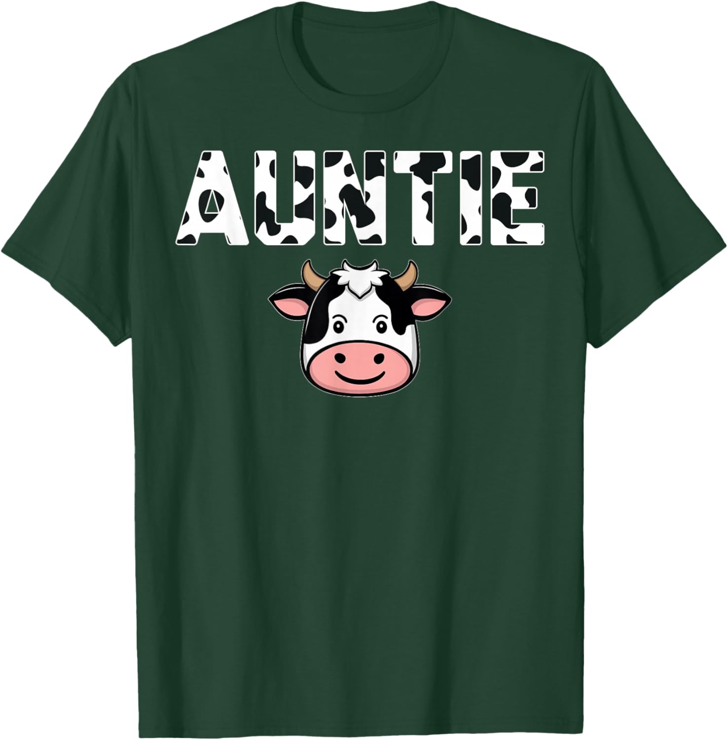 Cow Pattern Auntie Dairy Farming Auntie Cow Lover T-Shirt - T-Shirt | Forest