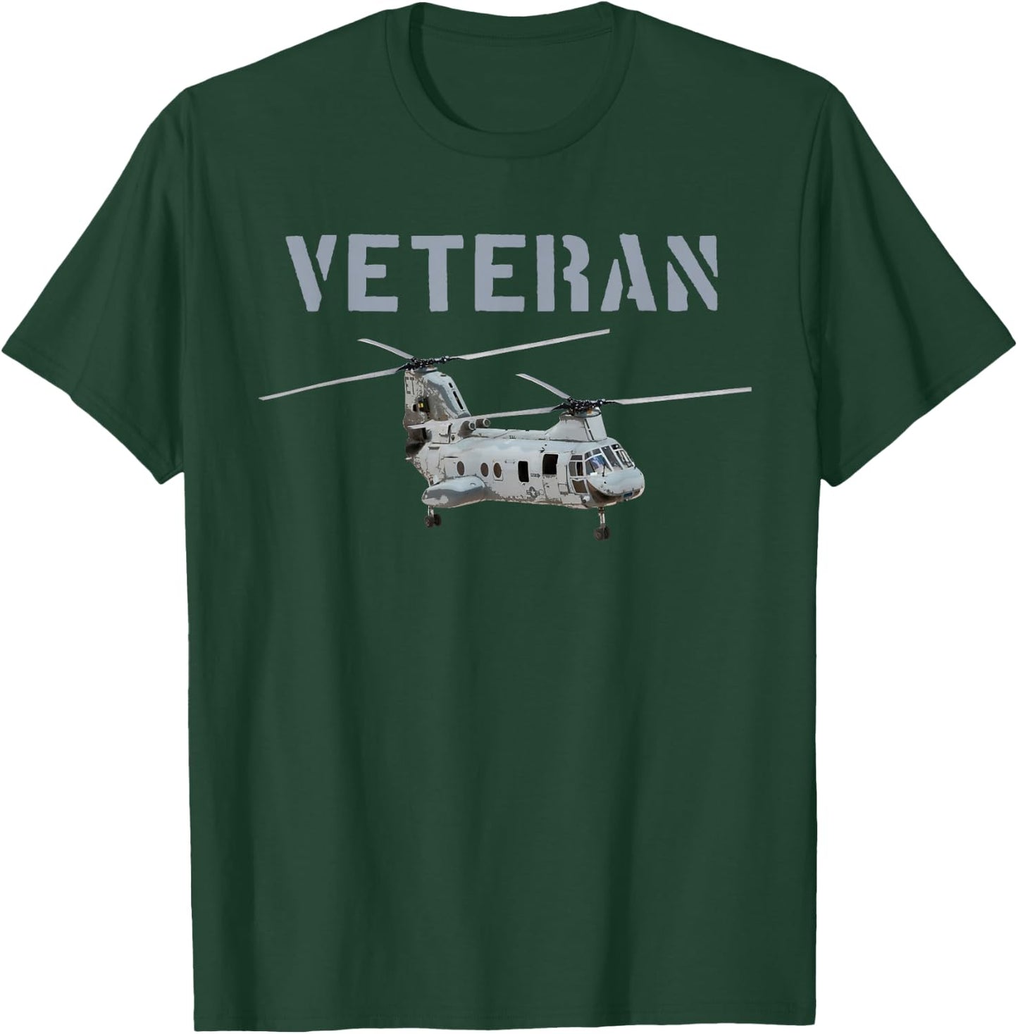 Veterans Ch-46 Sea Knight Helicopter T-Shirt - T-Shirt | Forest