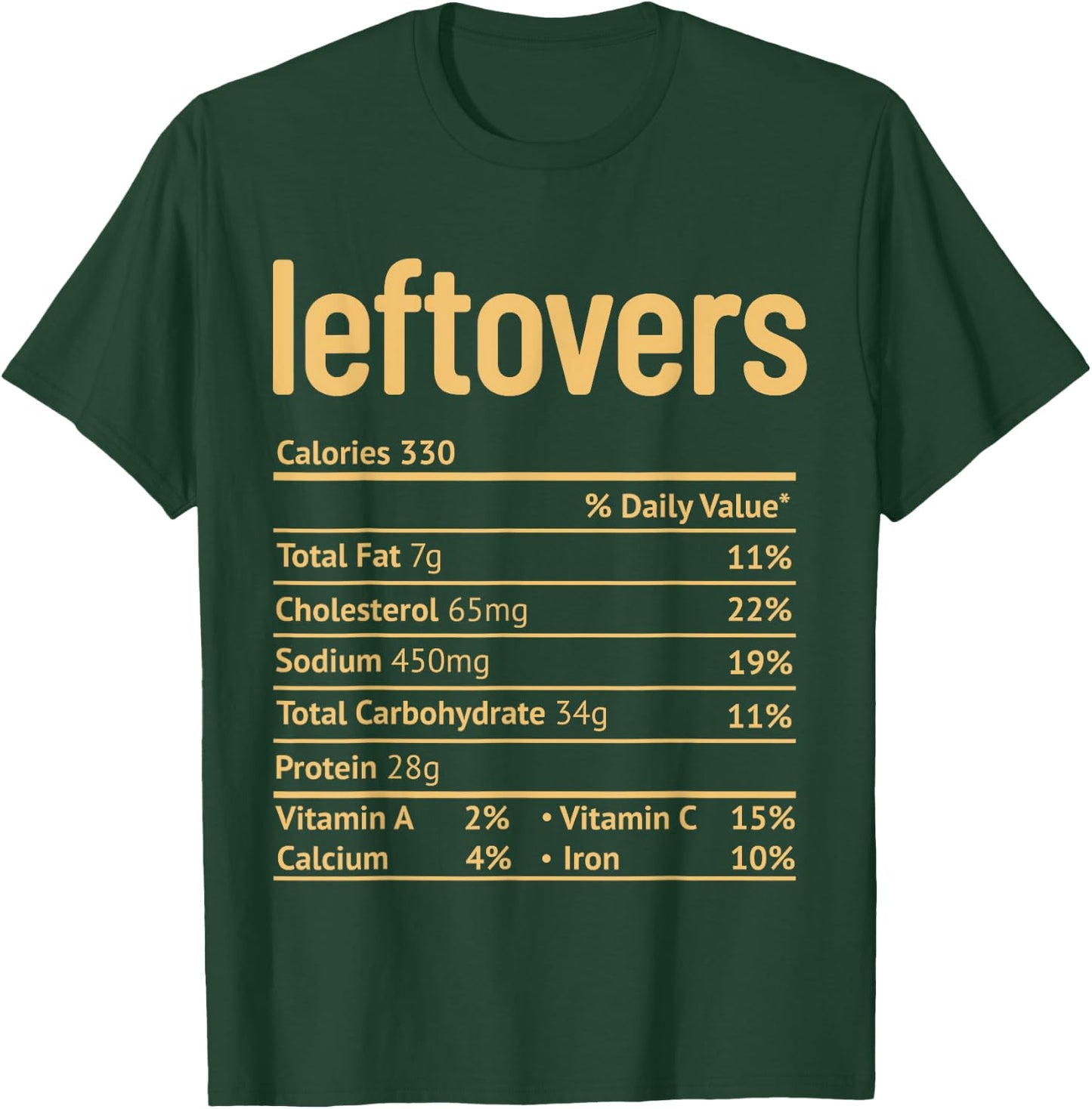 Leftovers Nutrition Facts Funny Thanksgiving Christmas food T-Shirt - T-Shirt | Forest