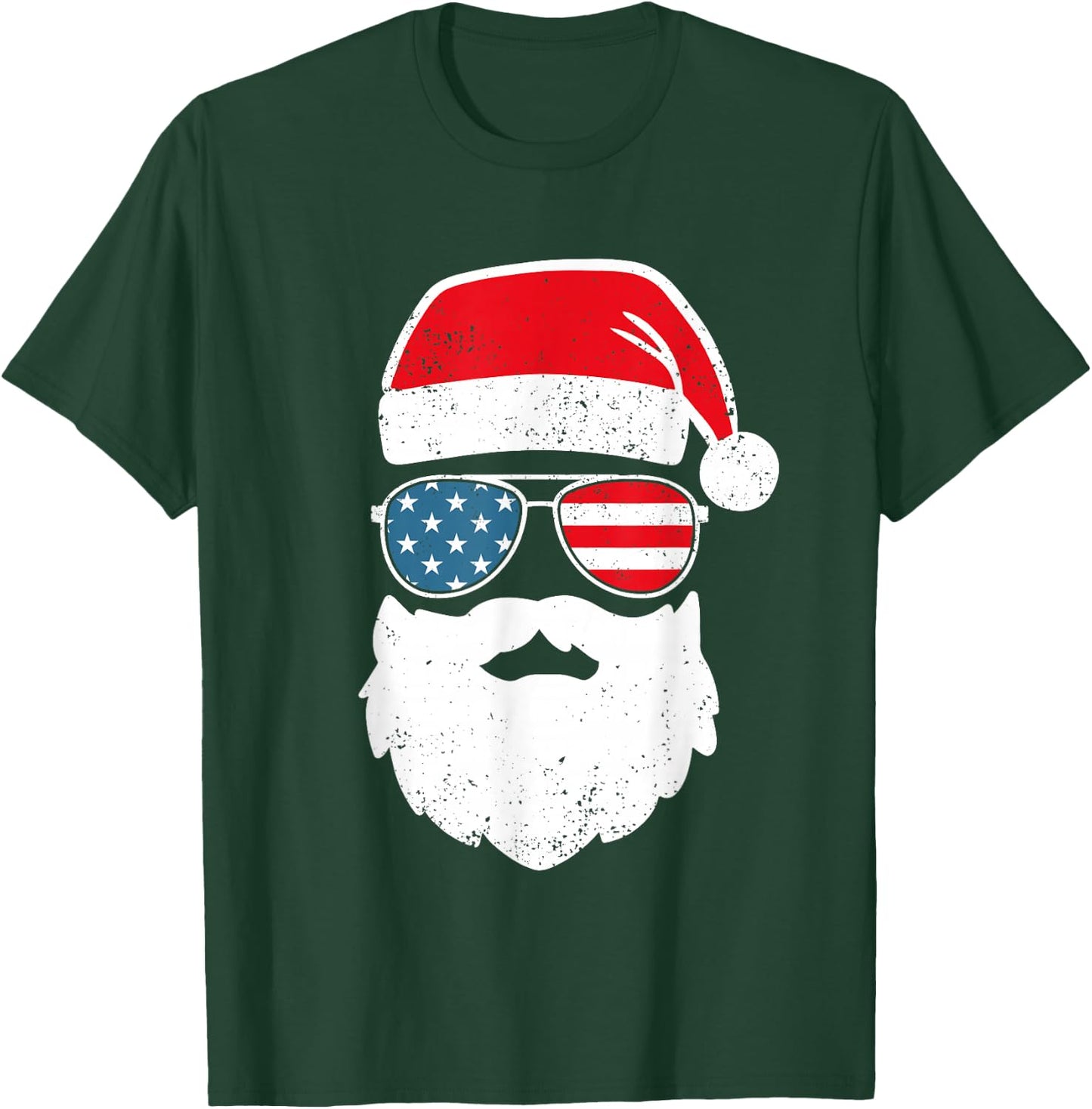 Funny Santa Claus Face Sunglasses Patriotic American Flag T-Shirt - T-Shirt | Forest