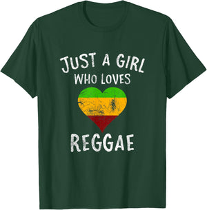 Just A Girl Who Loves Reggae Music Retro Vintage T-Shirt - T-Shirt | Forest