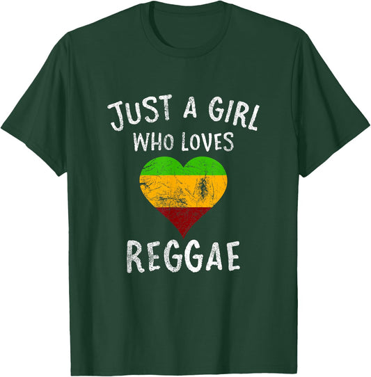 Just A Girl Who Loves Reggae Music Retro Vintage T-Shirt - T-Shirt | Forest