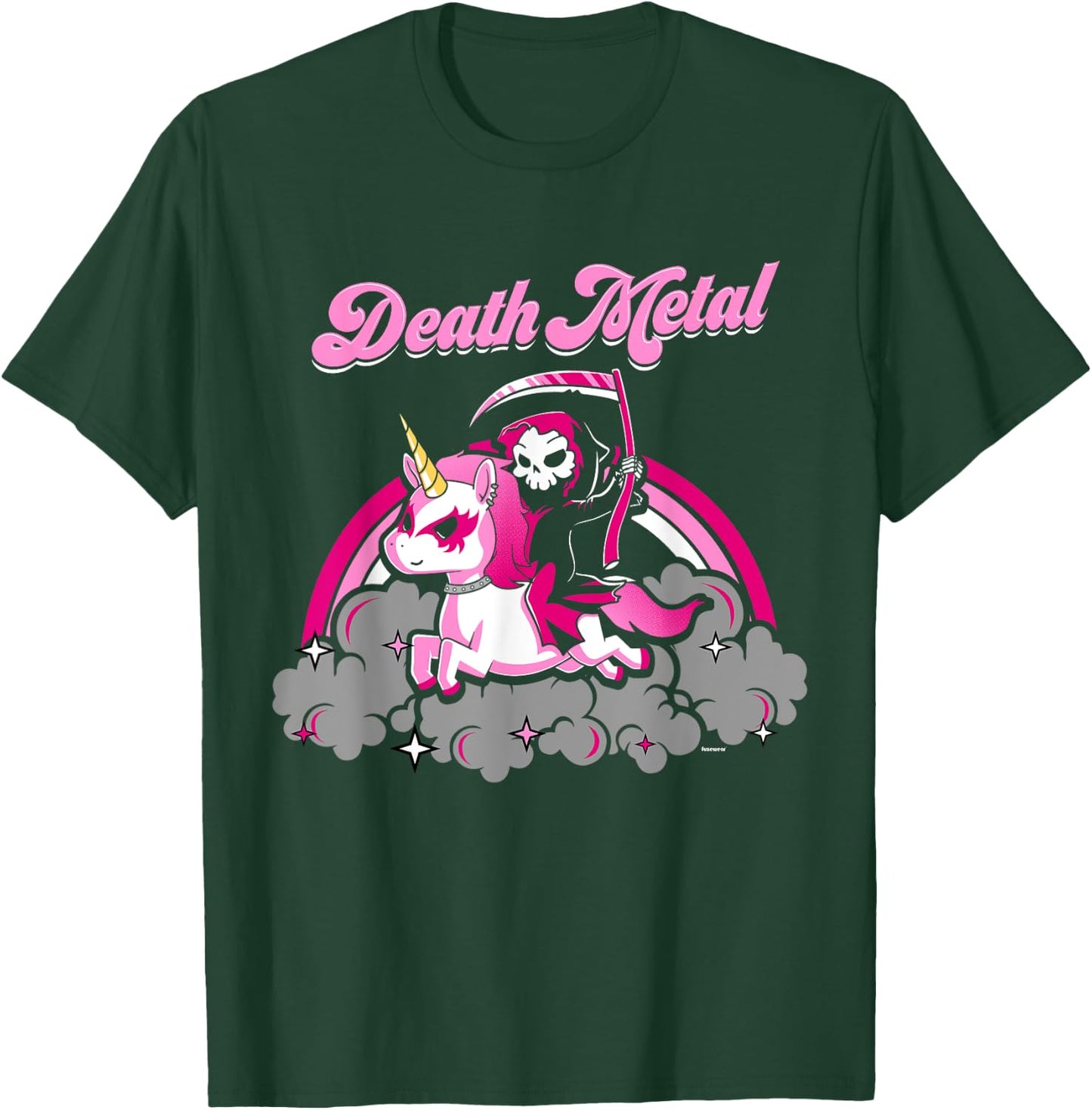 Unicorn Death Metal Rocker Go To Hell Shirt Pink T-Shirt - T-Shirt | Forest
