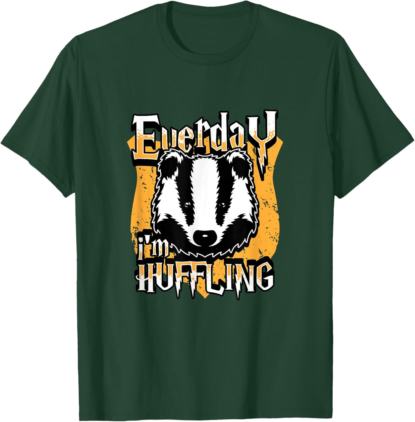 Funny Everyday I'm Huffling Badger Animal Graphic T-Shirt - T-Shirt | Forest