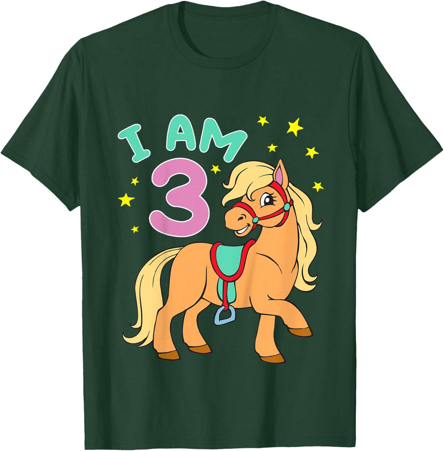 Horse Birthday Shirt 3 Years Toddler Girls T-Shirt - T-Shirt | Forest
