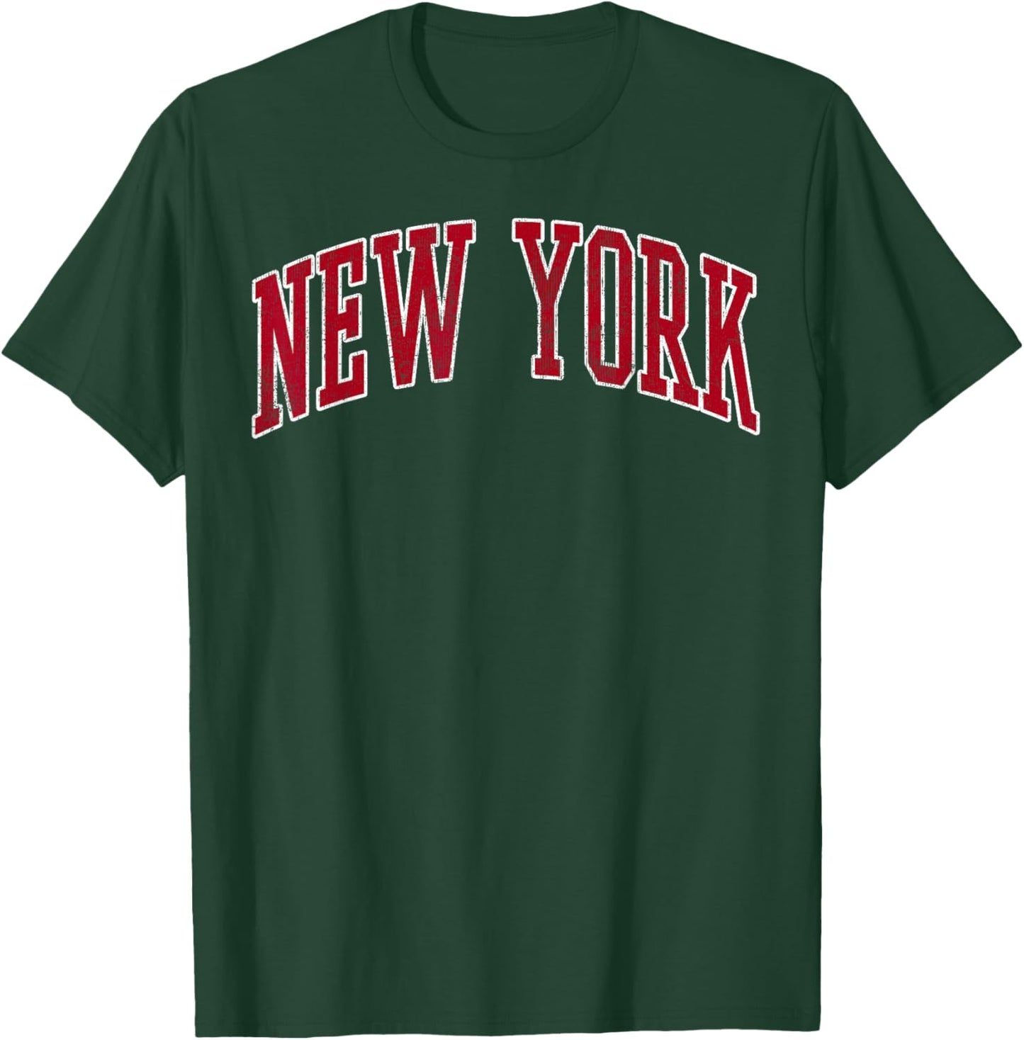 New York Vintage Preppy Varsity Sports Design Red Text T-Shirt - T-Shirt | Forest