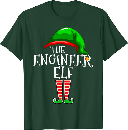Engineer Elf Family Matching Group Christmas Gift Holiday T-Shirt - T-Shirt | Forest