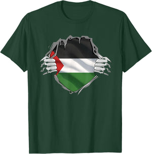 Palestine Shirt Palestinian Flag Arabic Roots Heritage DNA T-Shirt - T-Shirt | Forest