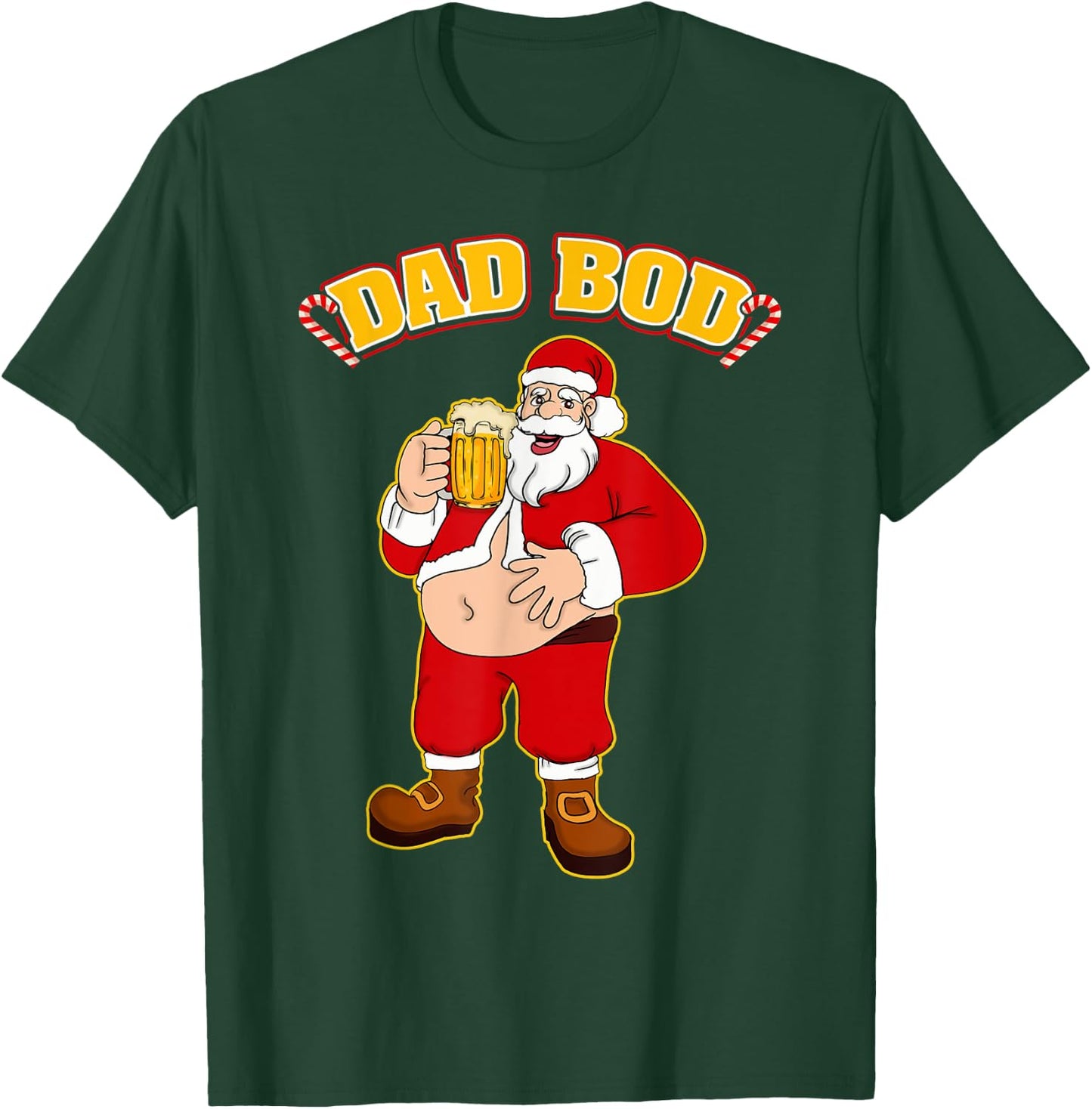 Santa Belly DAD BOD Funny Christmas Beer Belly T-Shirt - T-Shirt | Forest