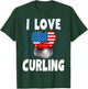 I Love Curling USA Flag 4th of July Winter Sports Man Woman T-Shirt - T-Shirt | Forest