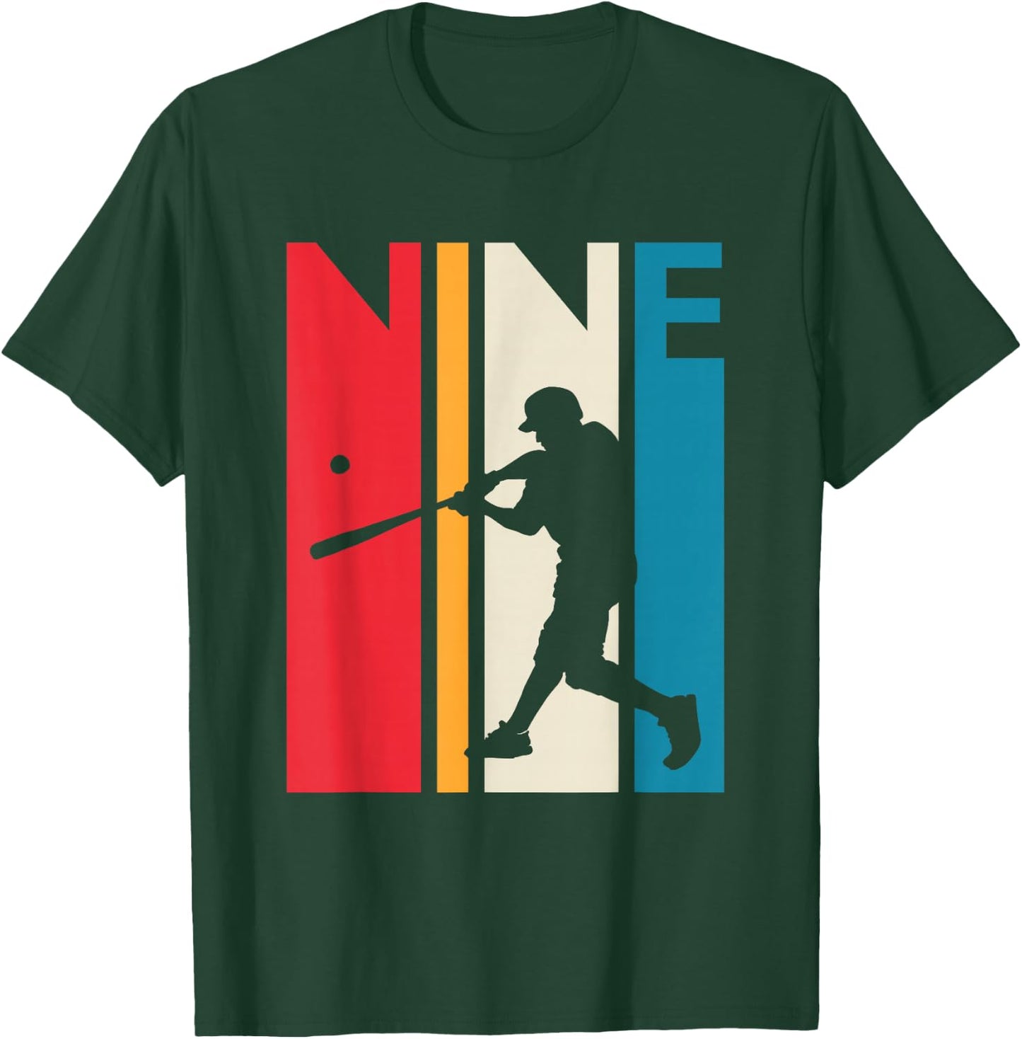 9th Birthday Gift Nine Vintage Baseball Birthday 9 Year Old T-Shirt - T-Shirt | Forest