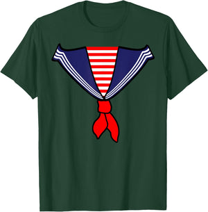 Retro Deckhand Nautical Sailor Halloween Fancy Dress Costume T-Shirt - T-Shirt | Forest