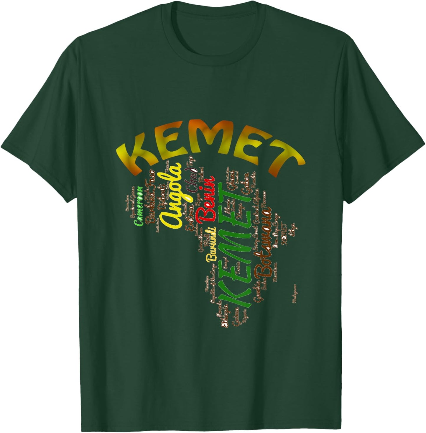Africa, Kemet, Egyptian Style African Continent Word Cloud T-Shirt - T-Shirt | Forest
