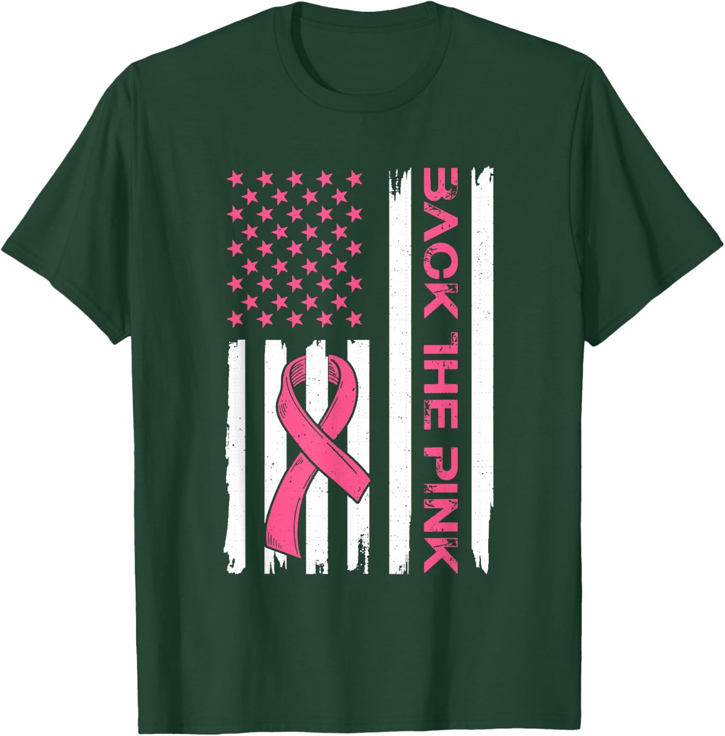 Back The Pink Breast Cancer Awareness Flag Toddler Women Men T-Shirt - T-Shirt | Forest