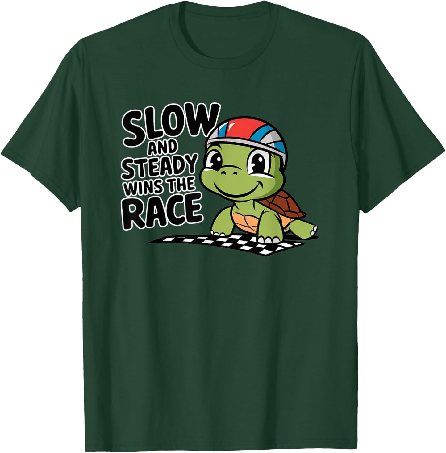 Slow and Steady Wins the Race Cute Racing Turtle T-Shirt - T-Shirt | Forest