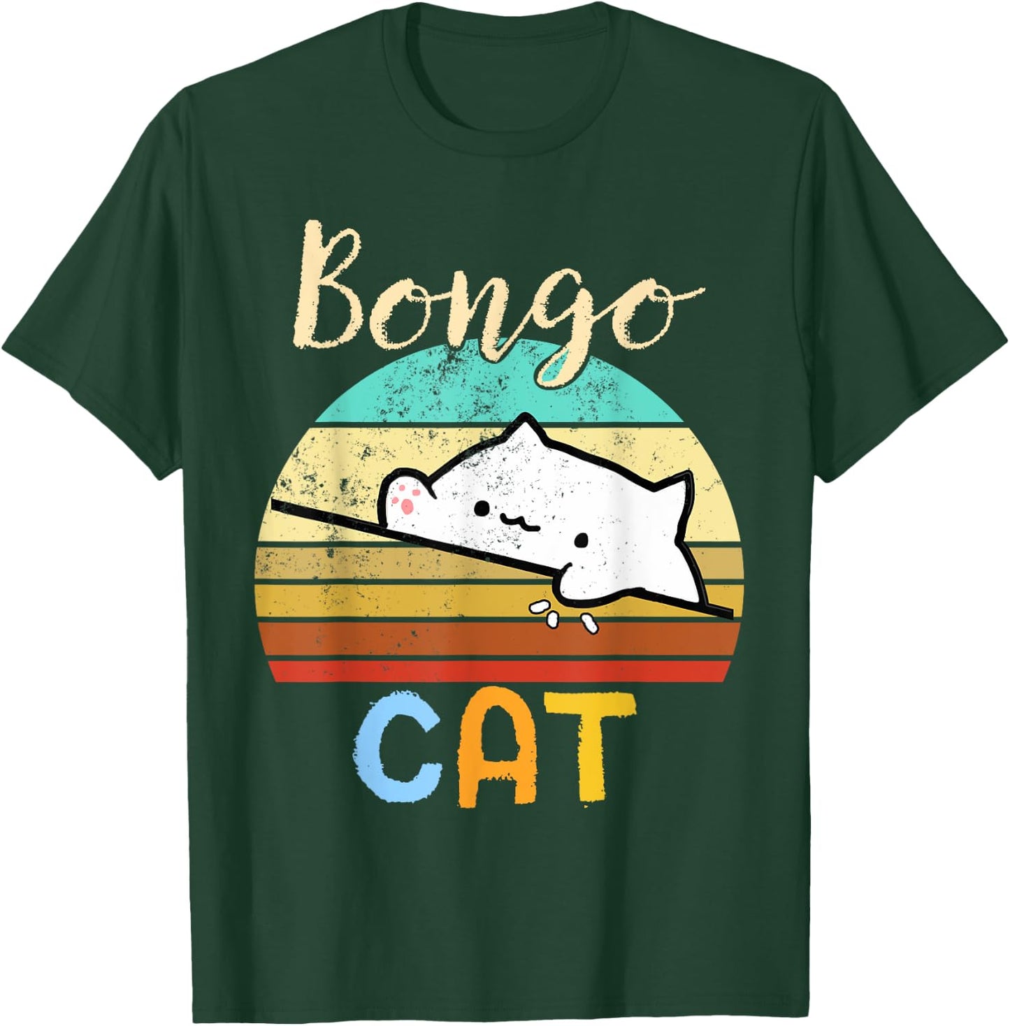 vintage sunset Bongo Cat cute Gamer meme gift Women Kids T-Shirt - T-Shirt | Forest