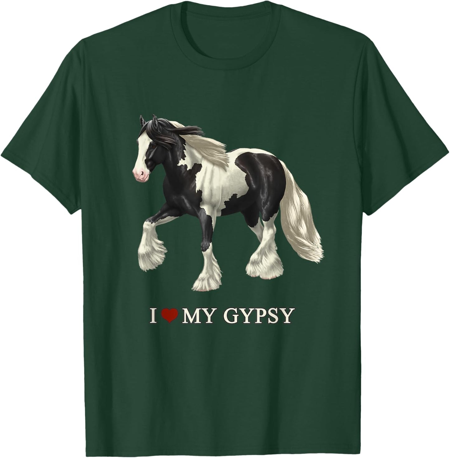 I Love My Black Pinto Gypsy Vanner Horse T-Shirt - T-Shirt | Forest
