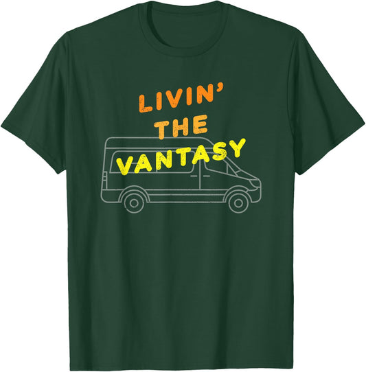 Livin' The Vantasy Camper Van Life Shirt T-Shirt - T-Shirt | Forest