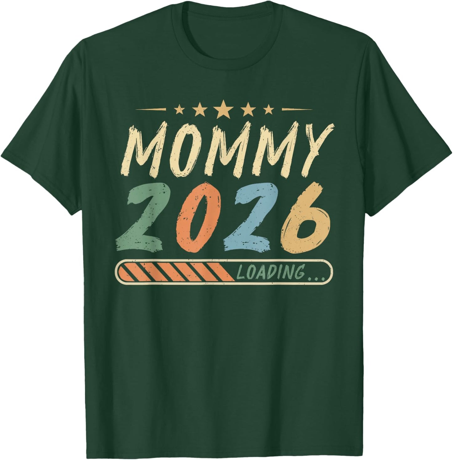 Vintage Mommy 2026 Loading Pregnancy Announcement T-Shirt - T-Shirt | Forest