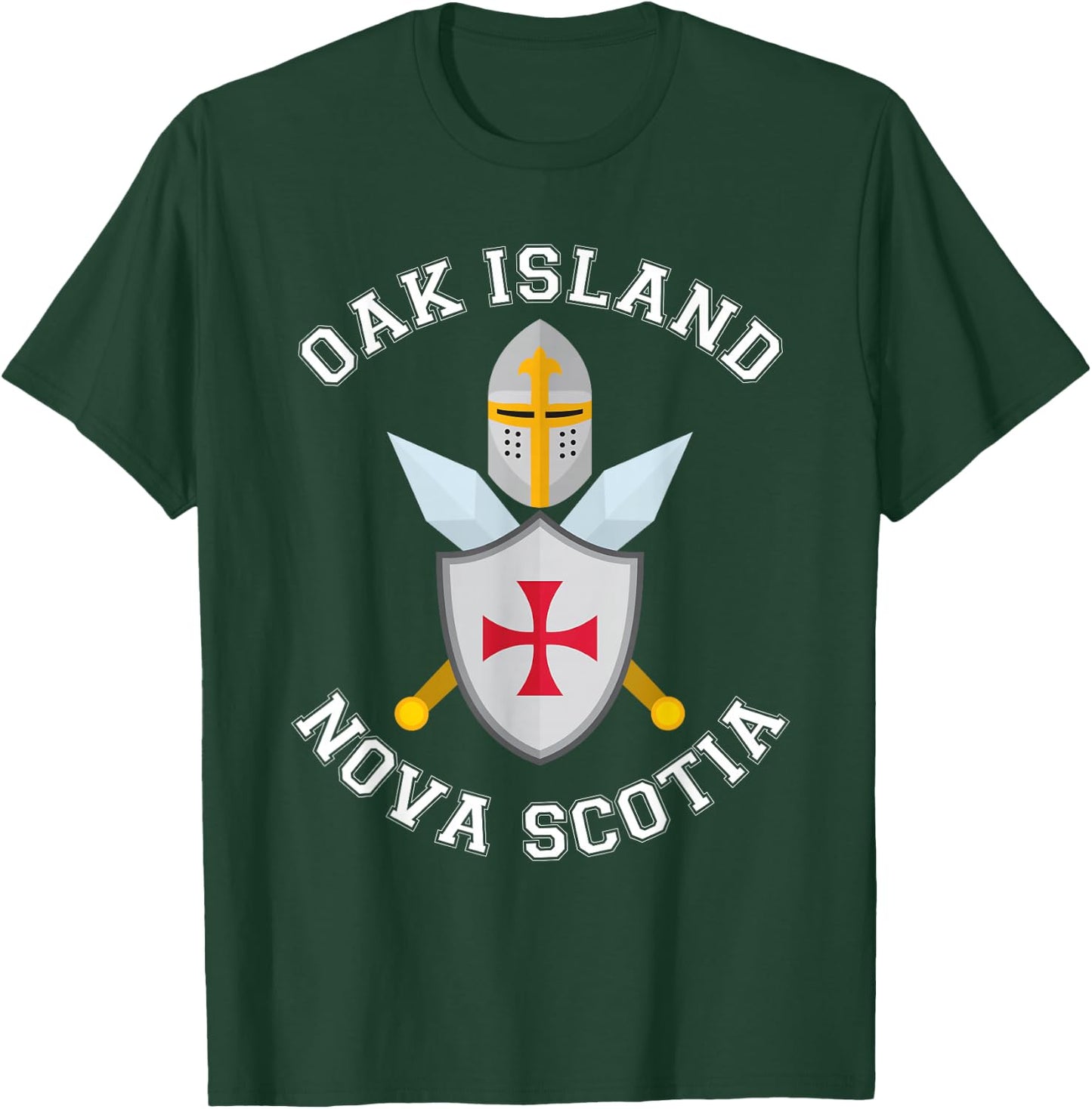 Oak Island Nova Scotia Shield and Helmet T-Shirt - T-Shirt | Forest