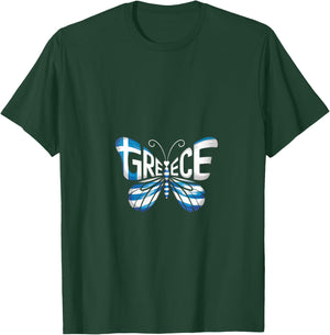 Women's Greece Butterfly - Greek Flag Colors Souvenir V-Neck T-Shirt - T-Shirt | Forest