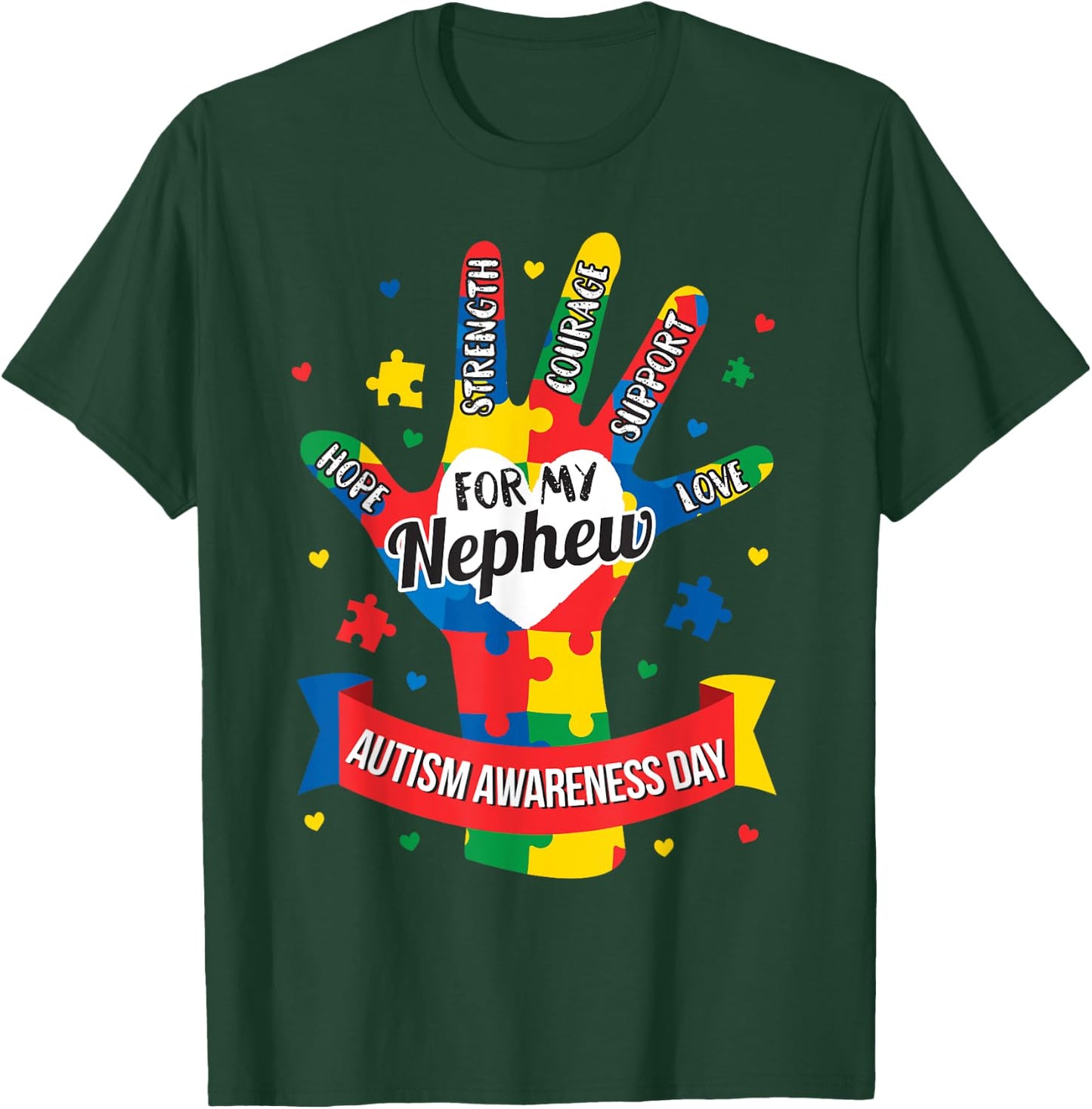 Autism Awareness Shirt Nephew Aunt Uncle Puzzle Boys T-Shirt - T-Shirt | Forest