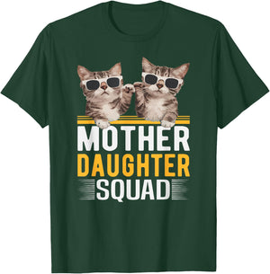 Mother Daughter Squad Cat Fist Bump Matching Men Women Kids T-Shirt - T-Shirt | Forest
