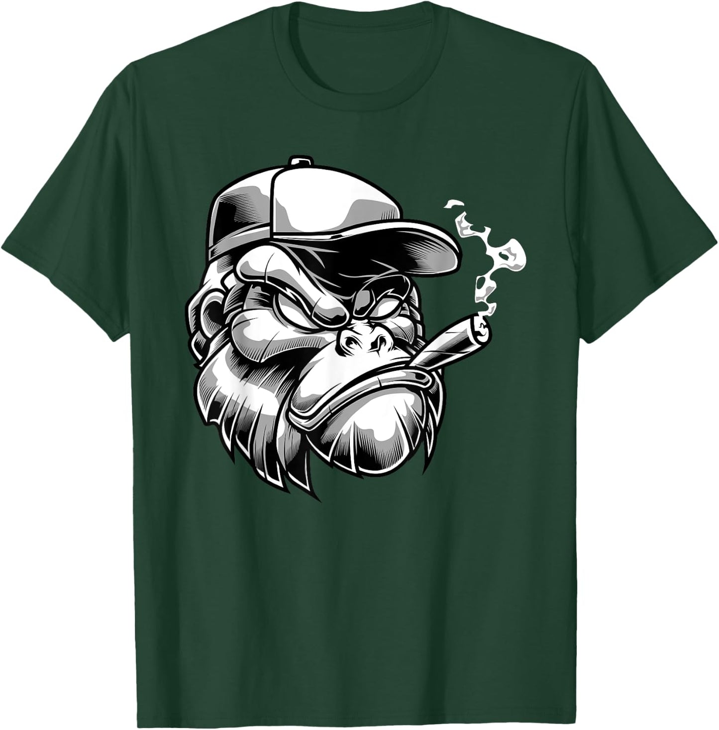 Gorilla with Cigar Silver Back Monkey Gift T-Shirt - T-Shirt | Forest