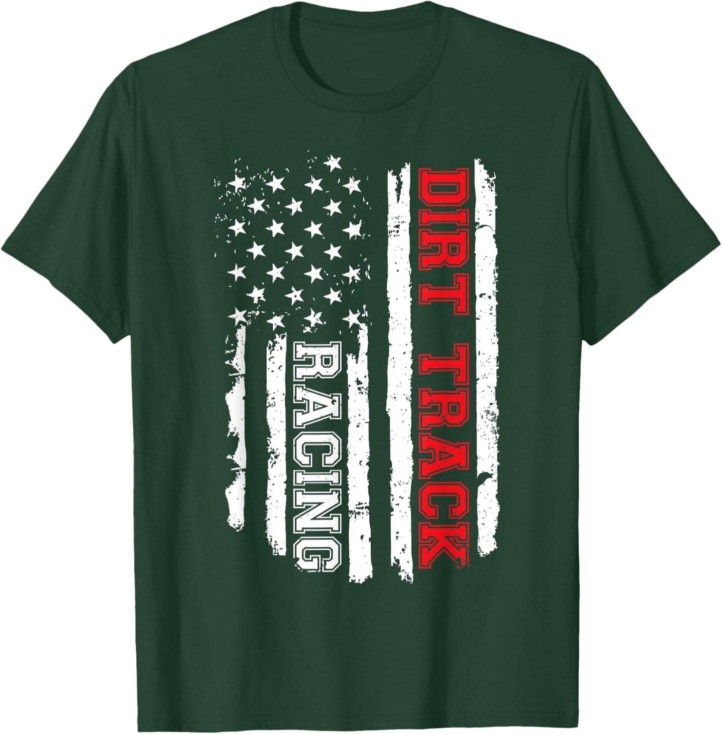 Dirt Track Racing American Flag T-Shirt - T-Shirt | Forest