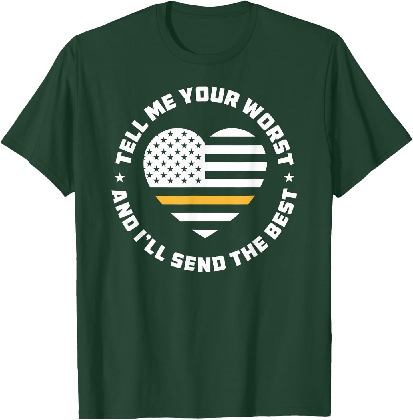 Dispatcher Thin Yellow Line - US Flag Heart Dispatcher T-Shirt - T-Shirt | Forest