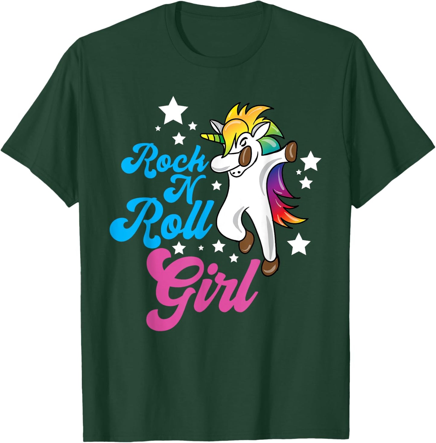 Funny Unicorn Rock n Roll Girl Shirt Rockin Musician Gift T-Shirt - T-Shirt | Forest
