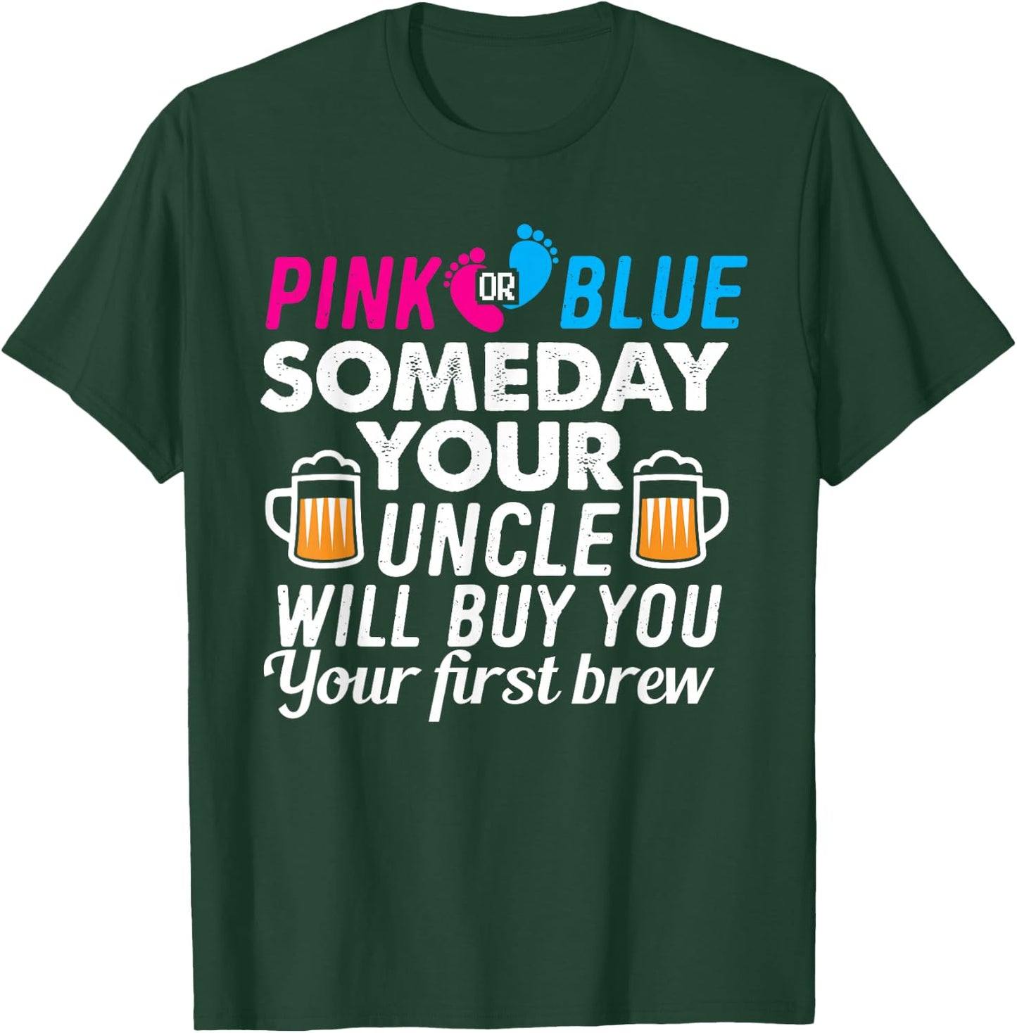 Uncle Gender Reveal Party Pink Blue Boy Girl T-Shirt - T-Shirt | Forest