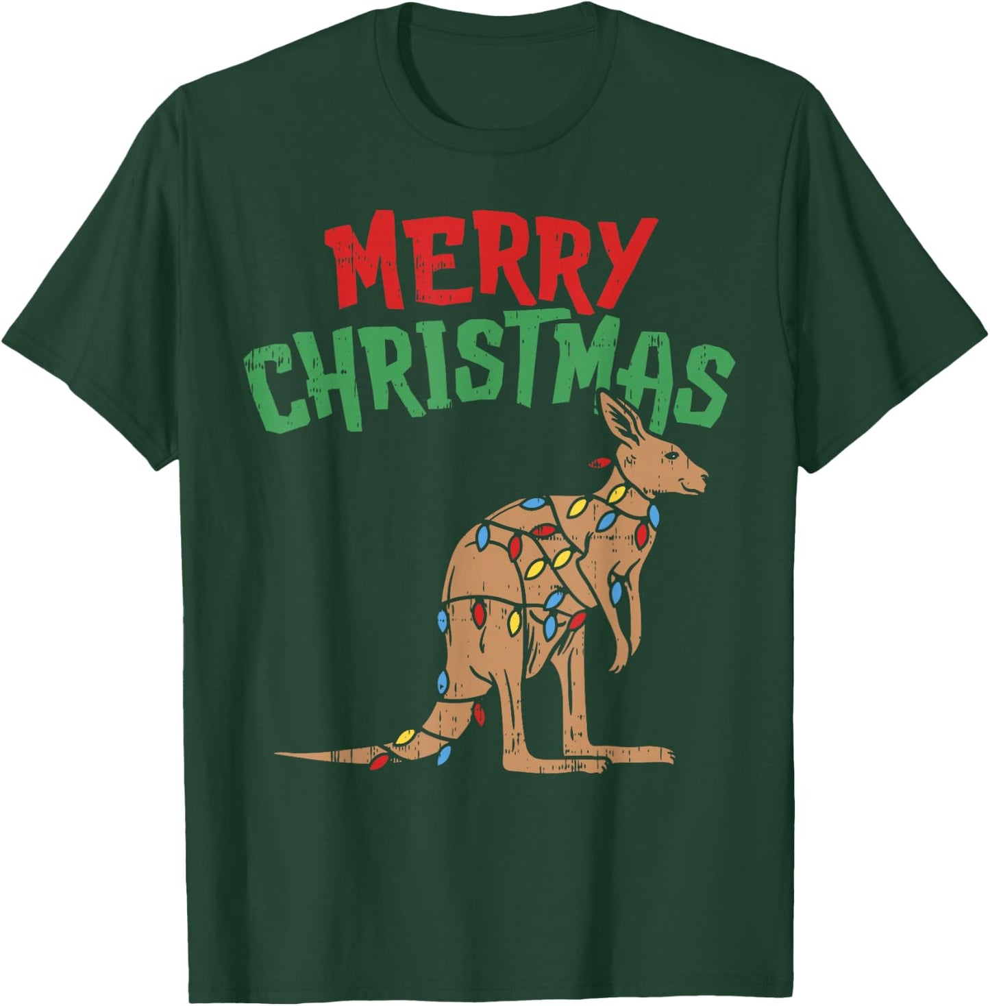 Merry Christmas Kangaroo Shirt Australian Australia Gift T-Shirt - T-Shirt | Forest