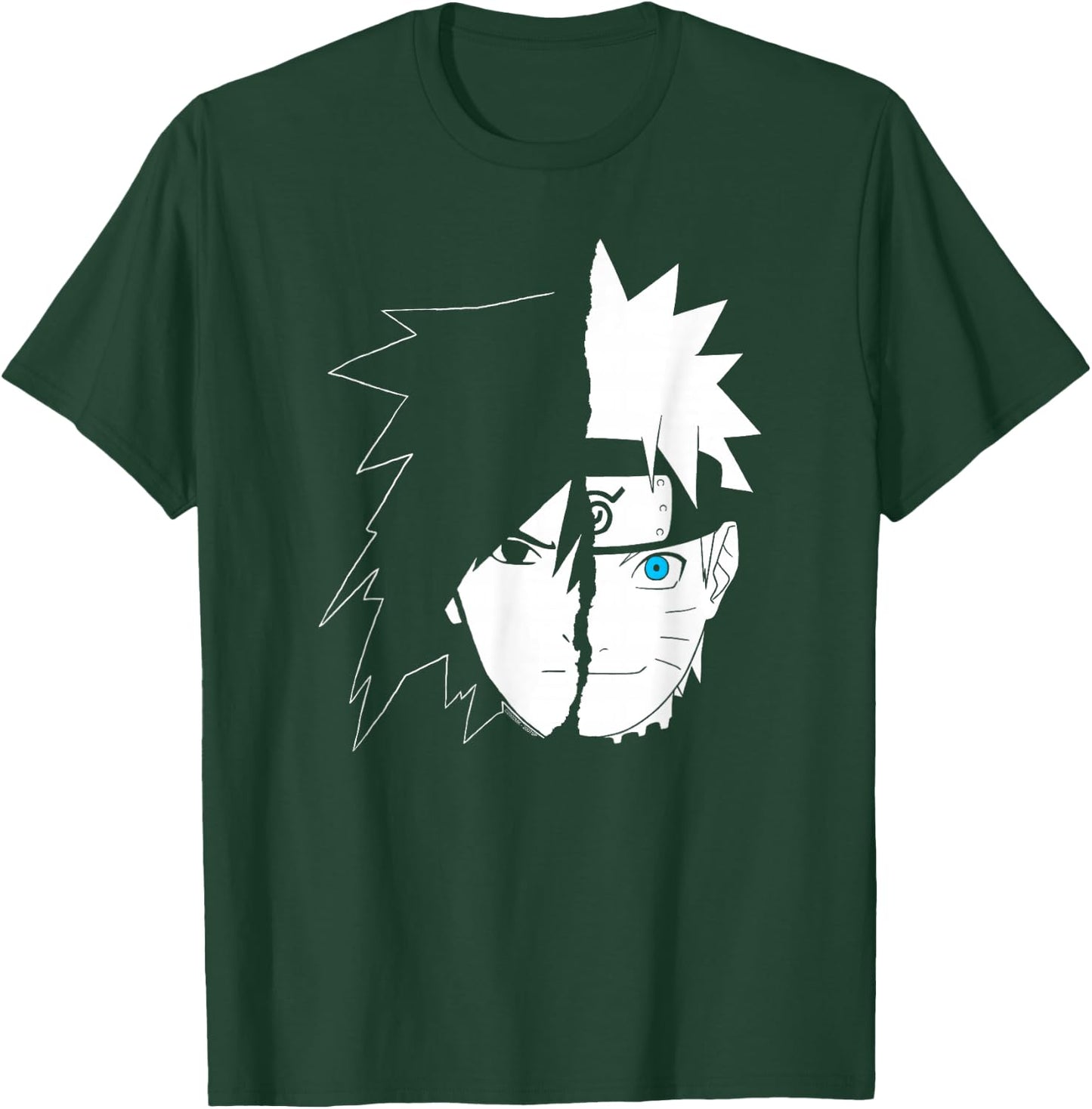 Naruto Sasuke Split Face Anime T-Shirt - T-Shirt | Forest