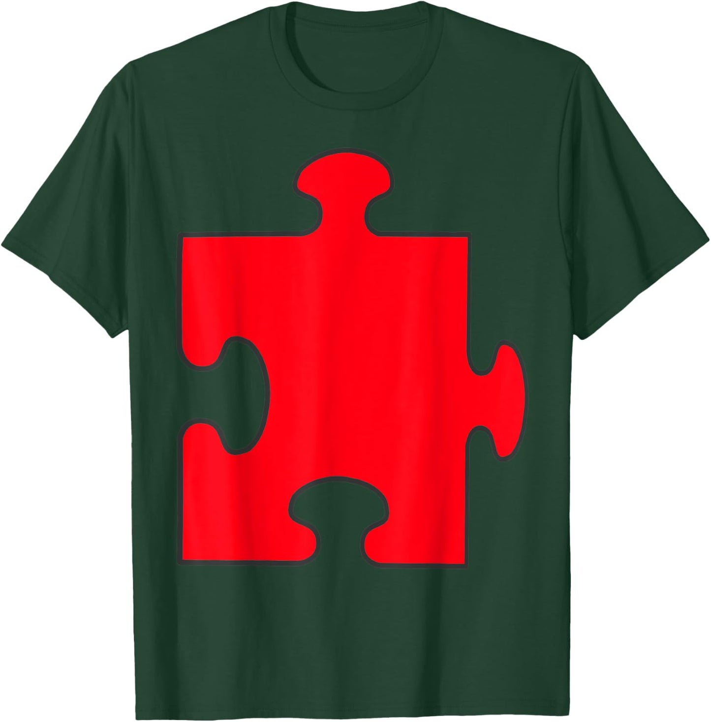 Halloween Group Couple Costumes - Red Puzzle Piece Costume T-Shirt - T-Shirt | Forest