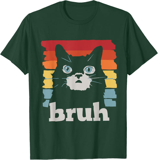 Bruh Cat Meme Funny Cat T-Shirt - T-Shirt | Forest