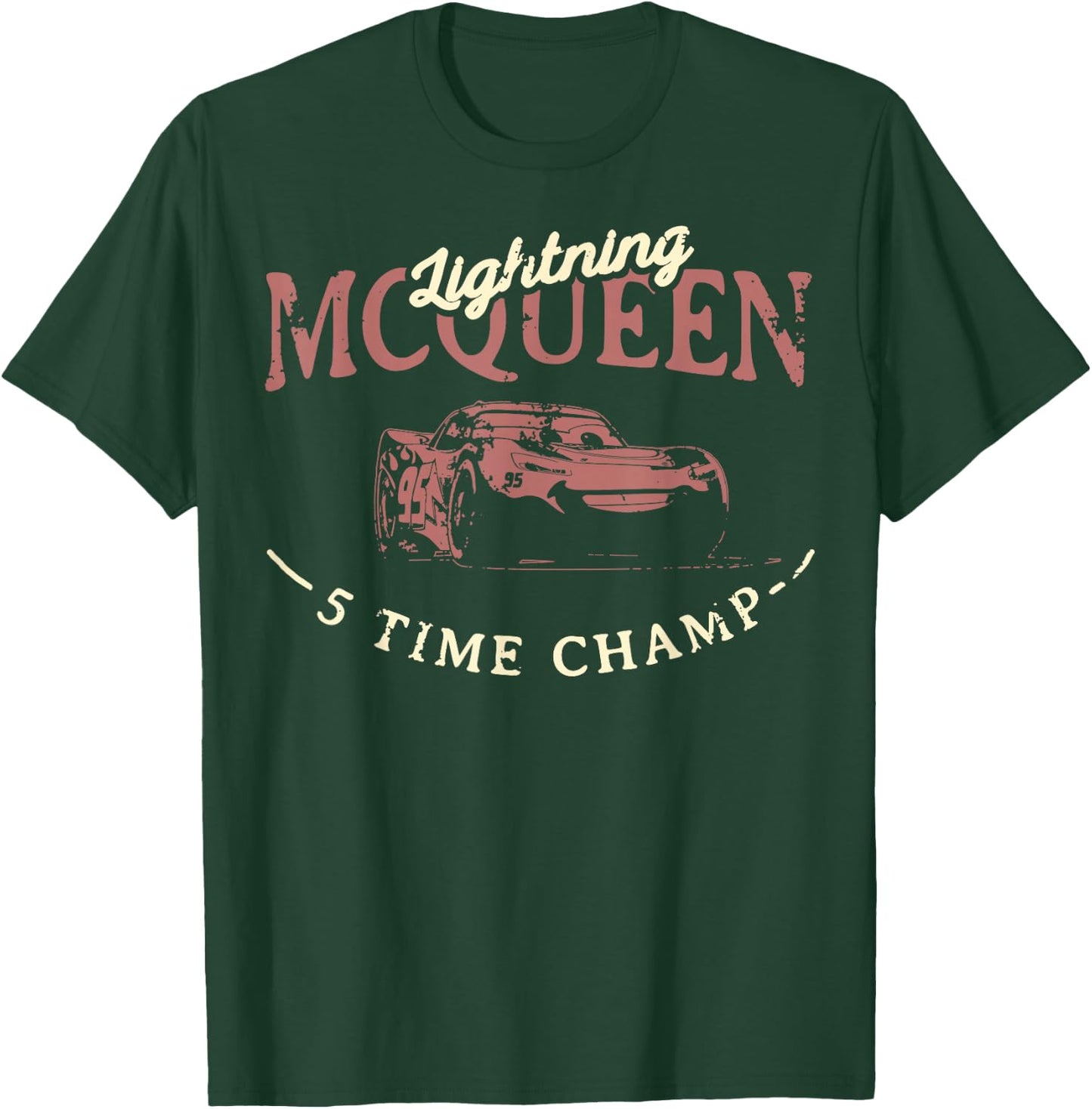 Disney Pixar Cars 3 Lightning McQueen Vintage 5 Time Champ T-Shirt - T-Shirt | Forest