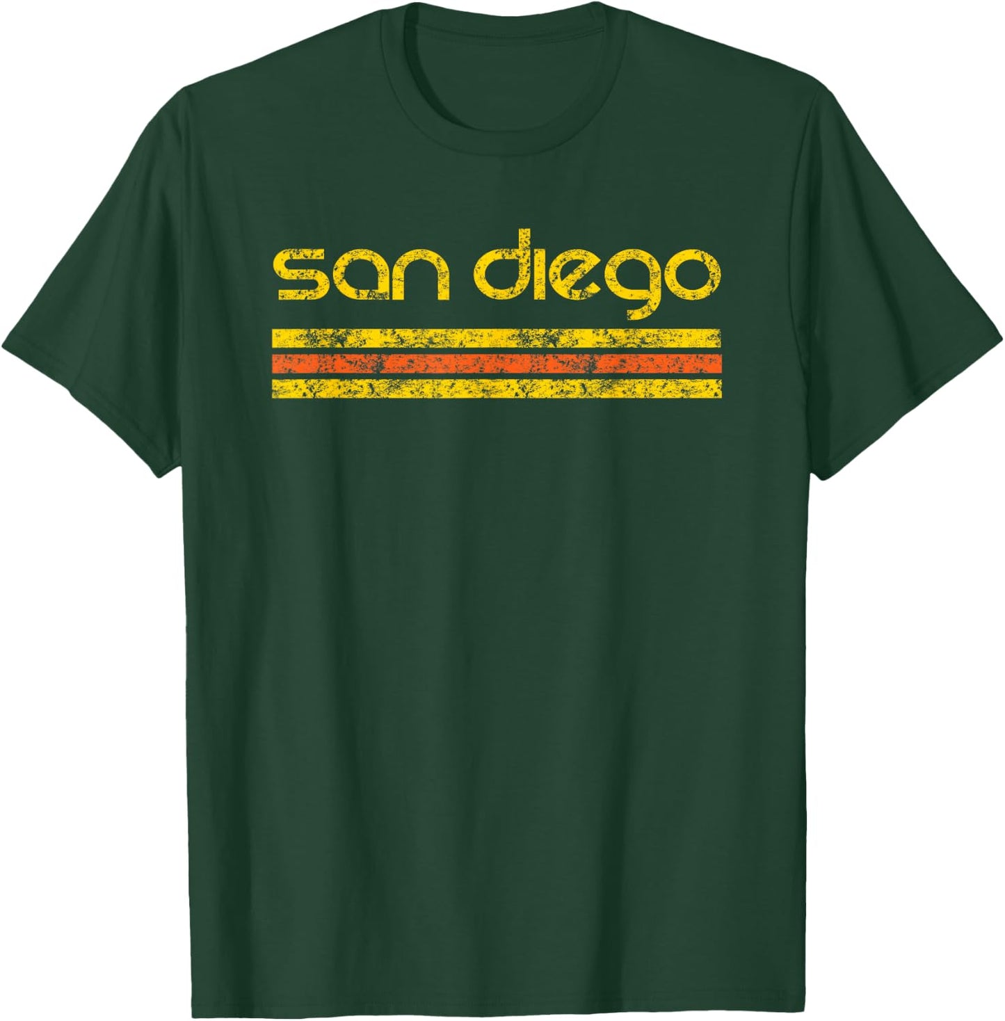 San Diego Retro Vintage Weathered Brown Short Sleeve Classic Fit - Small - -Adults T-Shirt - T-Shirt | Forest