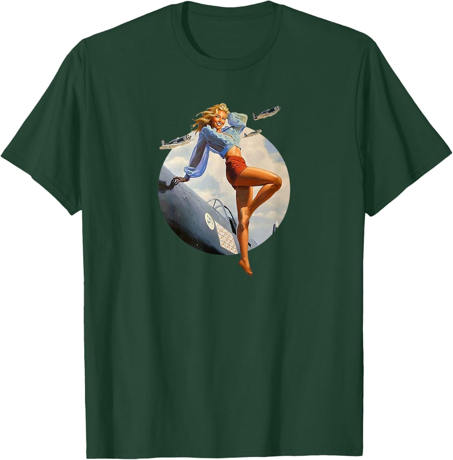 Pin up Girl Blonde Air Force in WW2 40's T-Shirt - T-Shirt | Forest