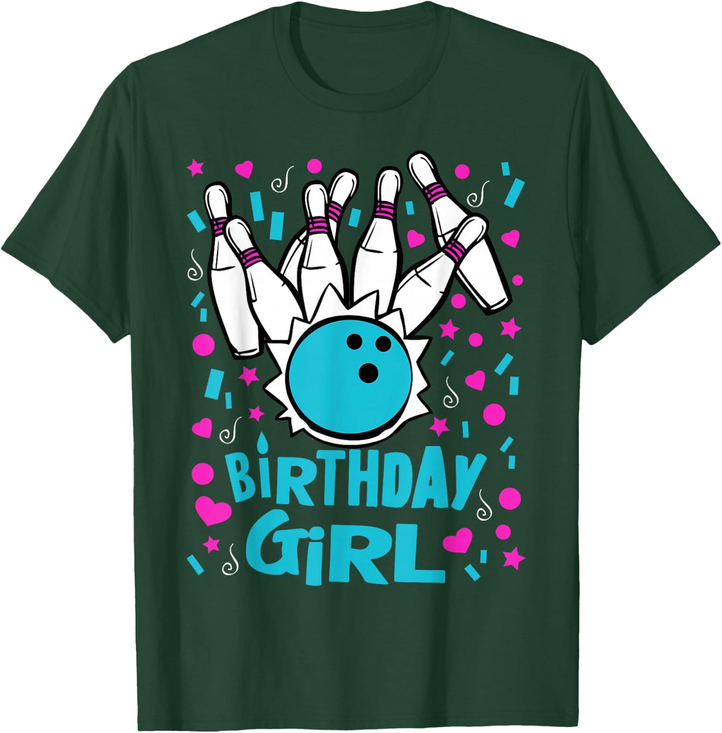 Cute Bowling Party Birthday Girl Kids Pins Bowler Gift T-Shirt - T-Shirt | Forest