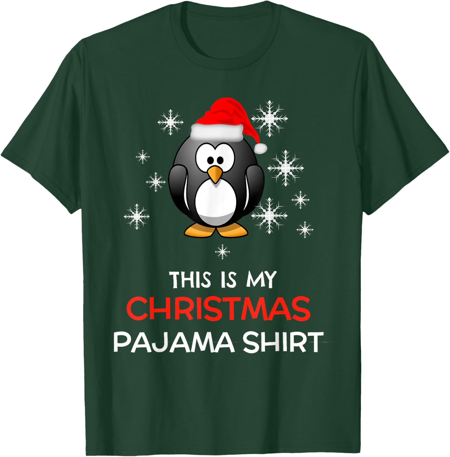 This is My Christmas Pajama Shirt Penguin Santa T-Shirt - T-Shirt | Forest