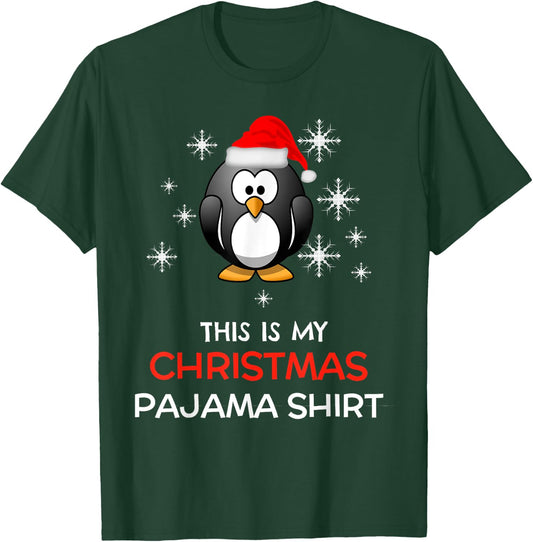 This is My Christmas Pajama Shirt Penguin Santa T-Shirt - T-Shirt | Forest