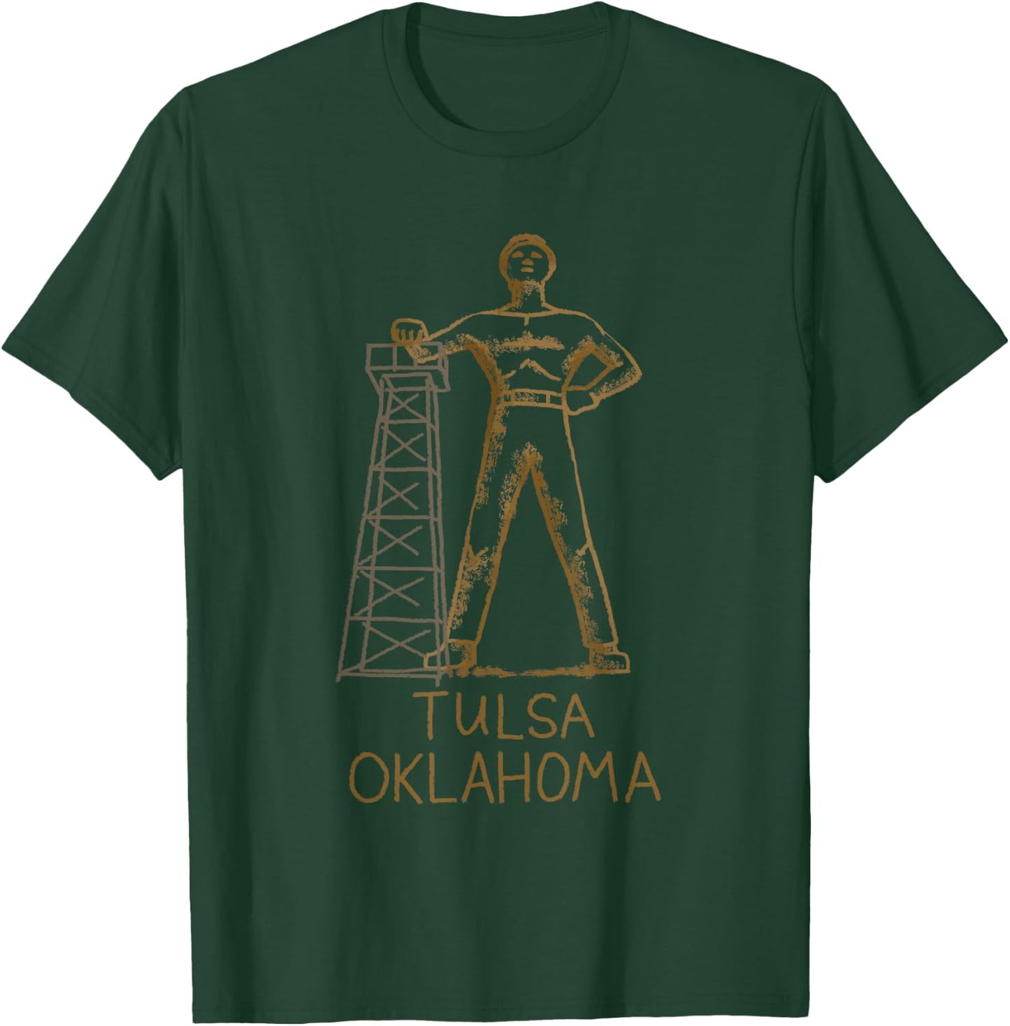 Tulsa Golden Driller Oklahoma T shirt T-Shirt - T-Shirt | Forest